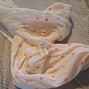 Aerie Cream Scarf with Pink Dots